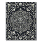 Ornate Silver Floral Medallion Rug