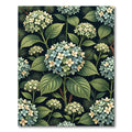 Botanical Hydrangea Floral Dark Accent Rug