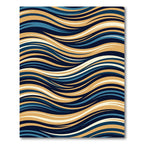 Deep Blue Golden Wavy Lines Rug