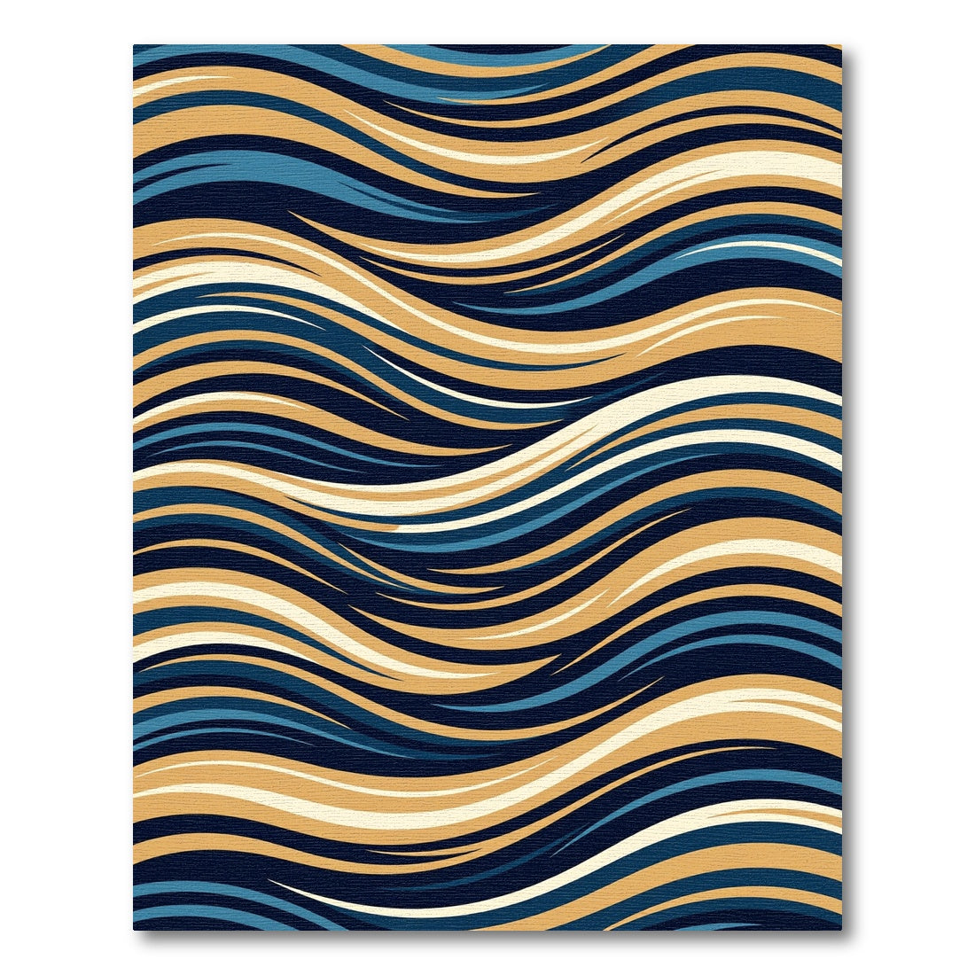 Deep Blue Golden Wavy Lines Rug