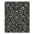 Monochrome Floral Scrollwork Damask Rug