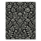 Monochrome Floral Scrollwork Damask Rug