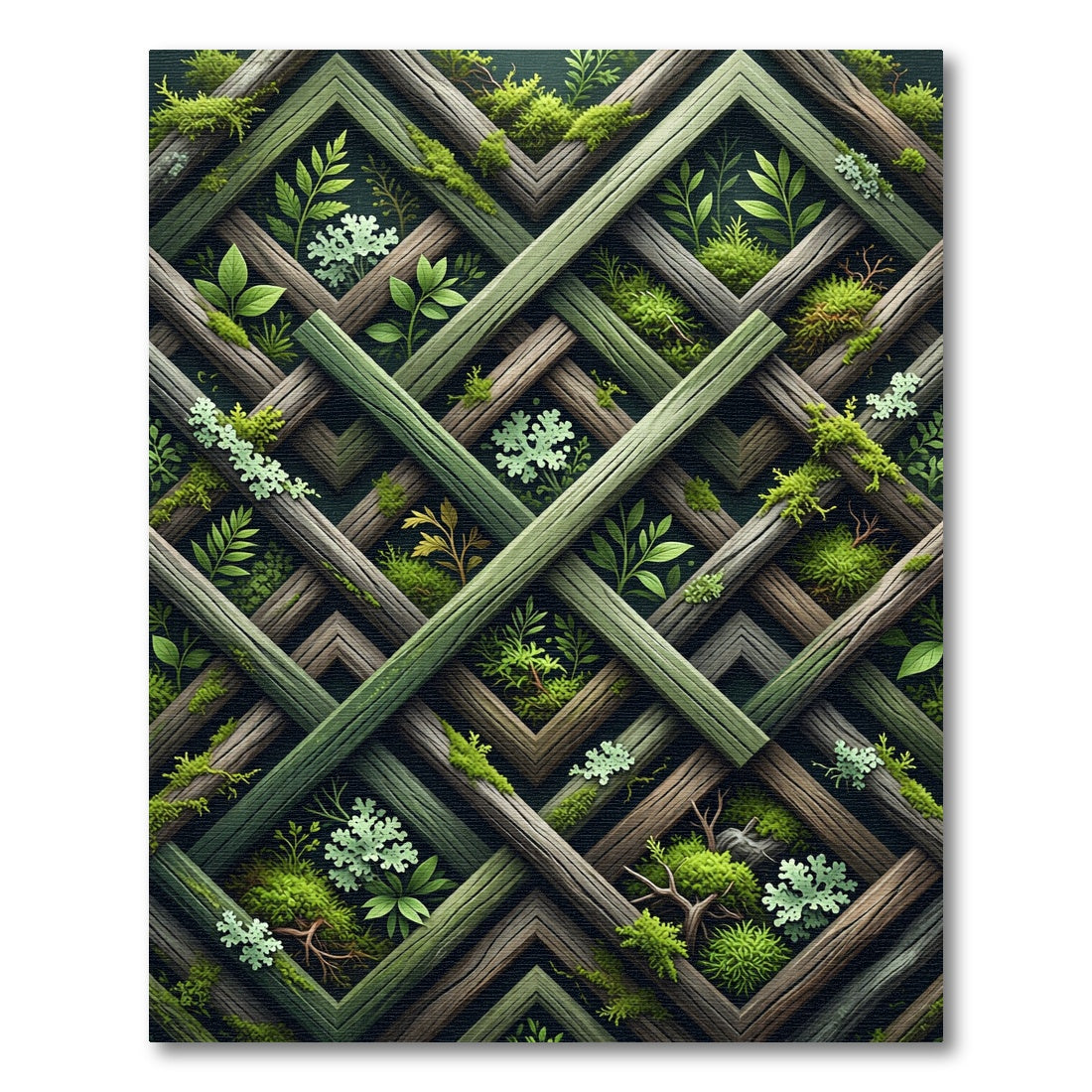 Mossy Forest Lattice Geometric Area Rug