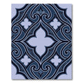 Midnight Navy Damask Quatrefoil Scroll Rug