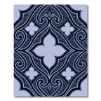 Midnight Navy Damask Quatrefoil Scroll Rug