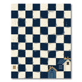 Blue and Cream Whimsical House Checkered Rug