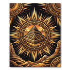 Golden Sun Pyramid Aztec Geometric Rug