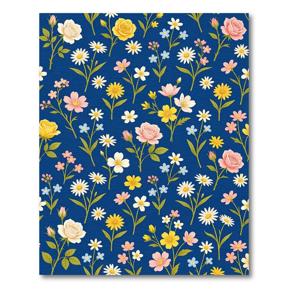 Whimsical Yellow Pink Daisy Rose Garden Rug