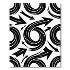 Dynamic Black Swirl Arrow Composition Rug