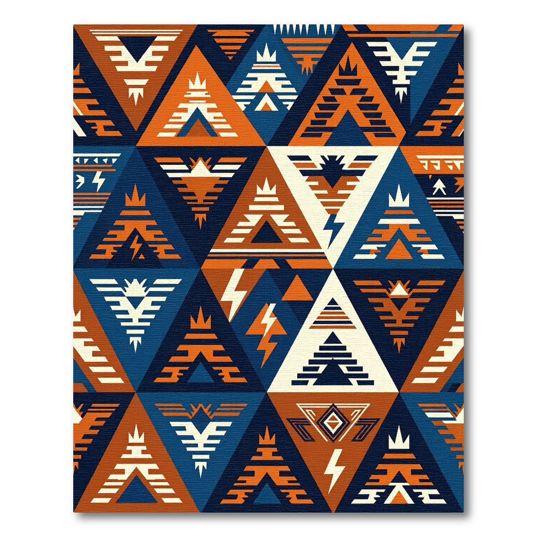 Geometric Triangles in Burnt Orange Navy Rug