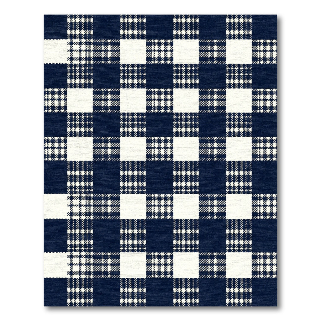 Navy and White Gingham Checkered Rug