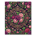 Romantic Gold Framed Rose Berry Medallion Rug