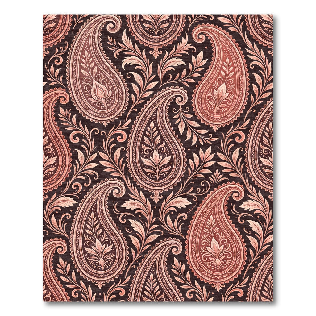 Coral Paisley Floral Scroll Tapestry Rug