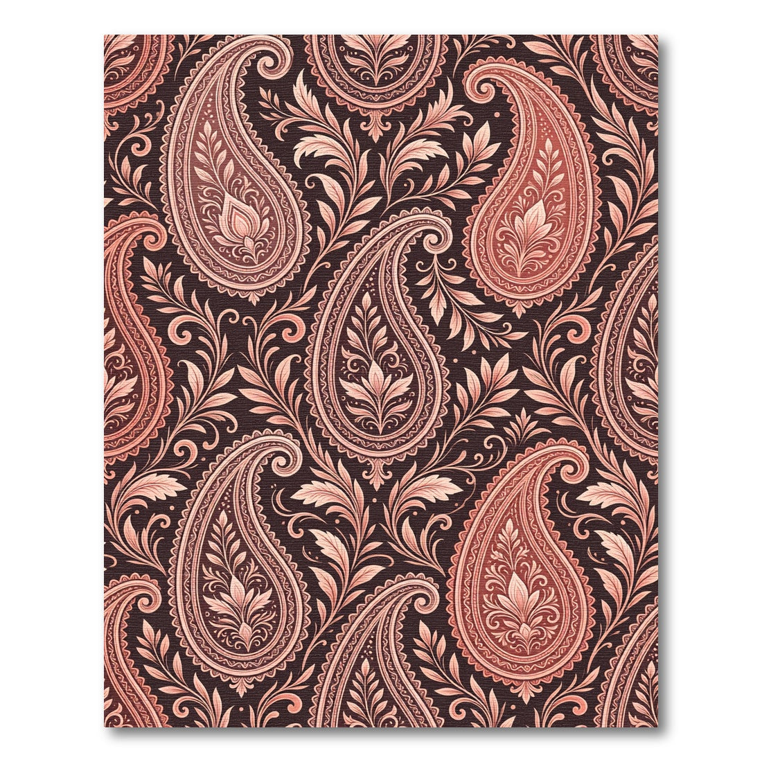 Coral Paisley Floral Scroll Tapestry Rug