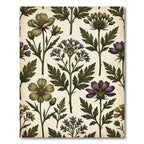 Botanical Green and Purple Vintage Flora Rug