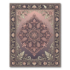 Elegant Blush Pink Floral Damask Medallion Rug