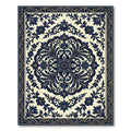 Elegant Midnight Blue Floral Damask Rug