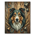 Rustic Collie Portrait with Golden Wheat Rug