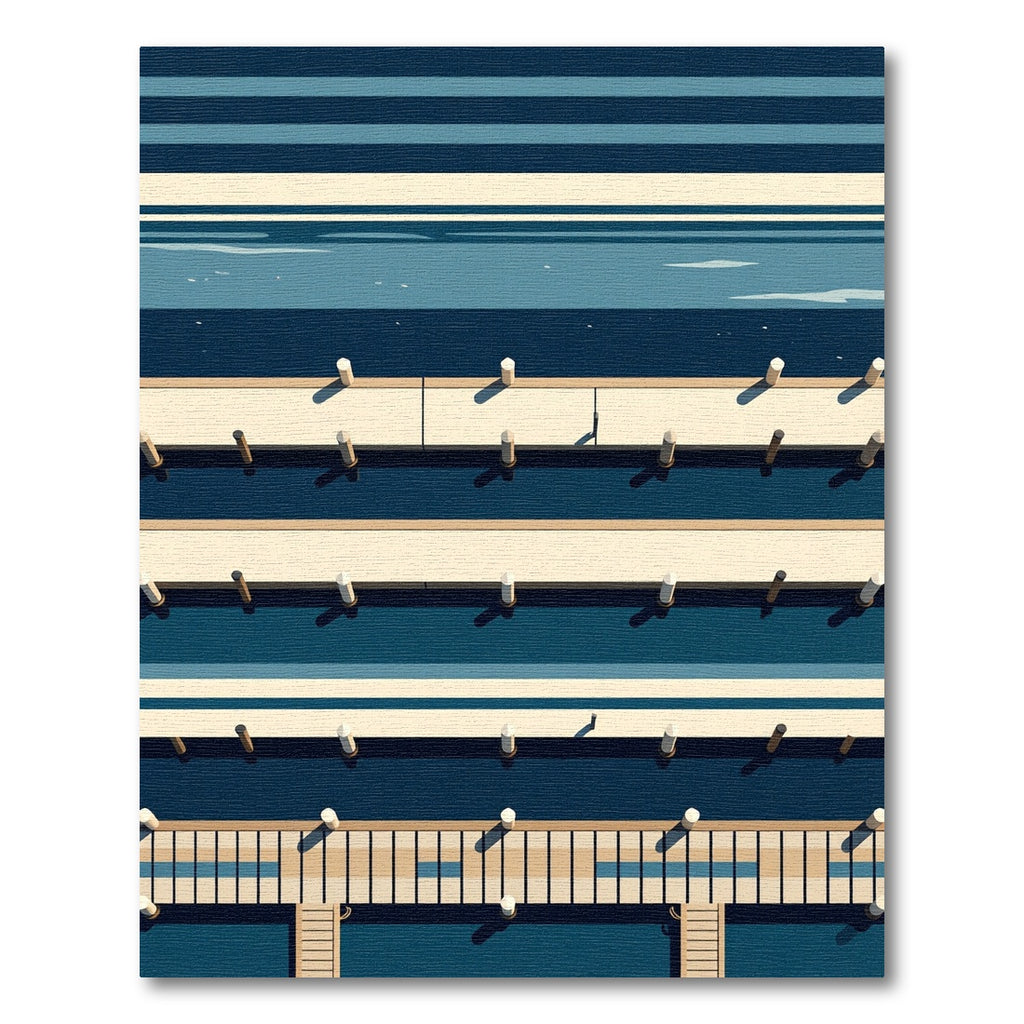 Minimalist Navy Blue Geometric Dock Rug