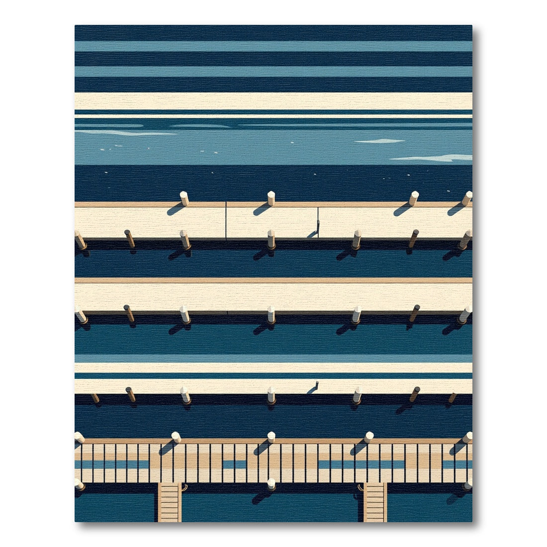 Minimalist Navy Blue Geometric Dock Rug