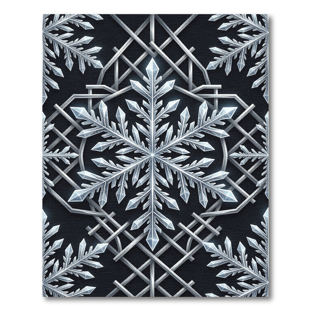 Silver Geometric Crystallized Snowflake Rug
