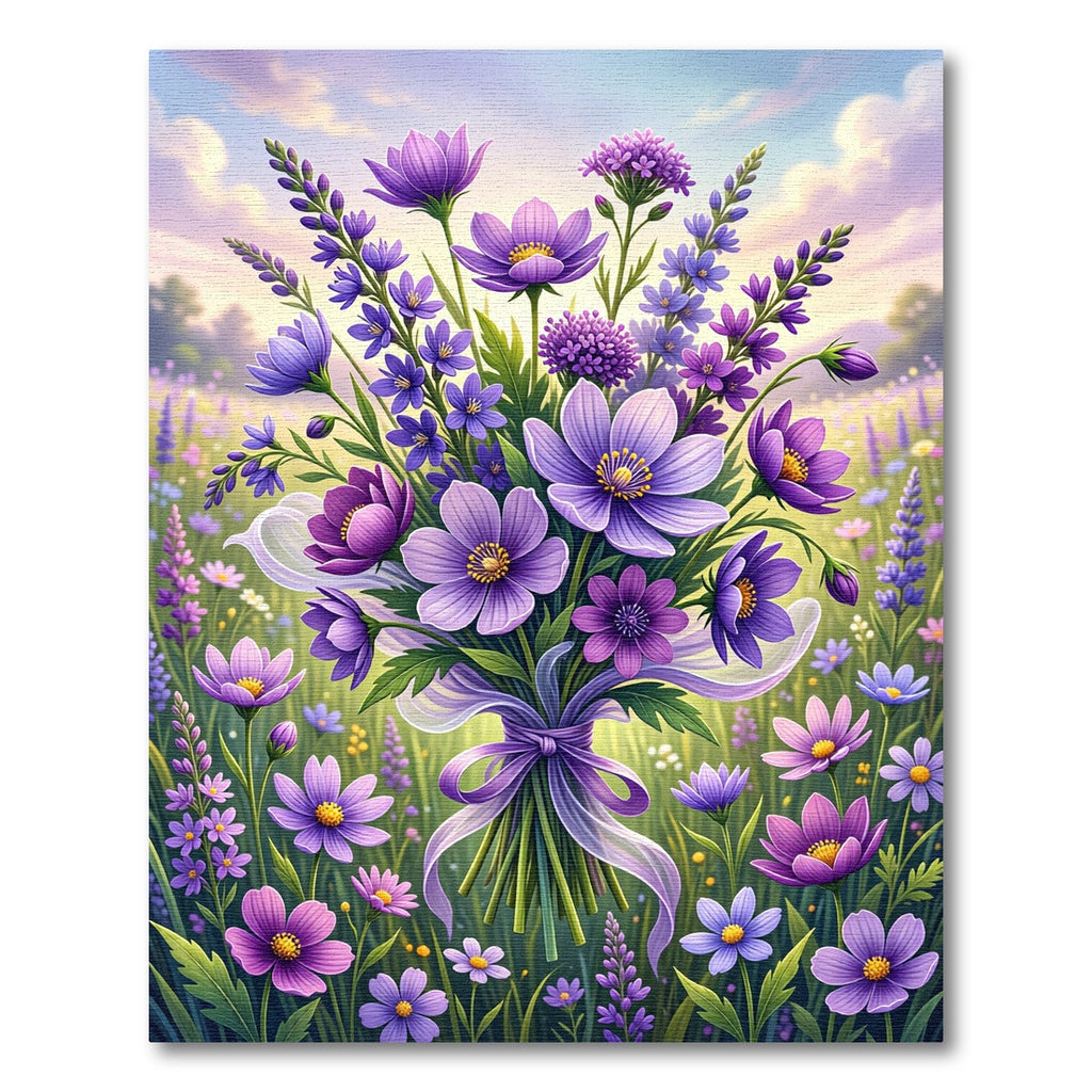 Lush Violet Lavender Floral Bouquet Rug