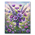 Lush Violet Lavender Floral Bouquet Rug