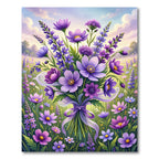Lush Violet Lavender Floral Bouquet Rug