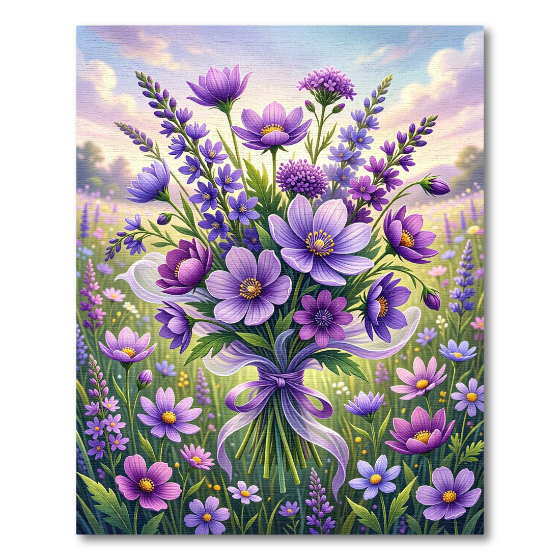 Lush Violet Lavender Floral Bouquet Rug