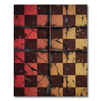 Crimson Amber Cracked Checkerboard Rug