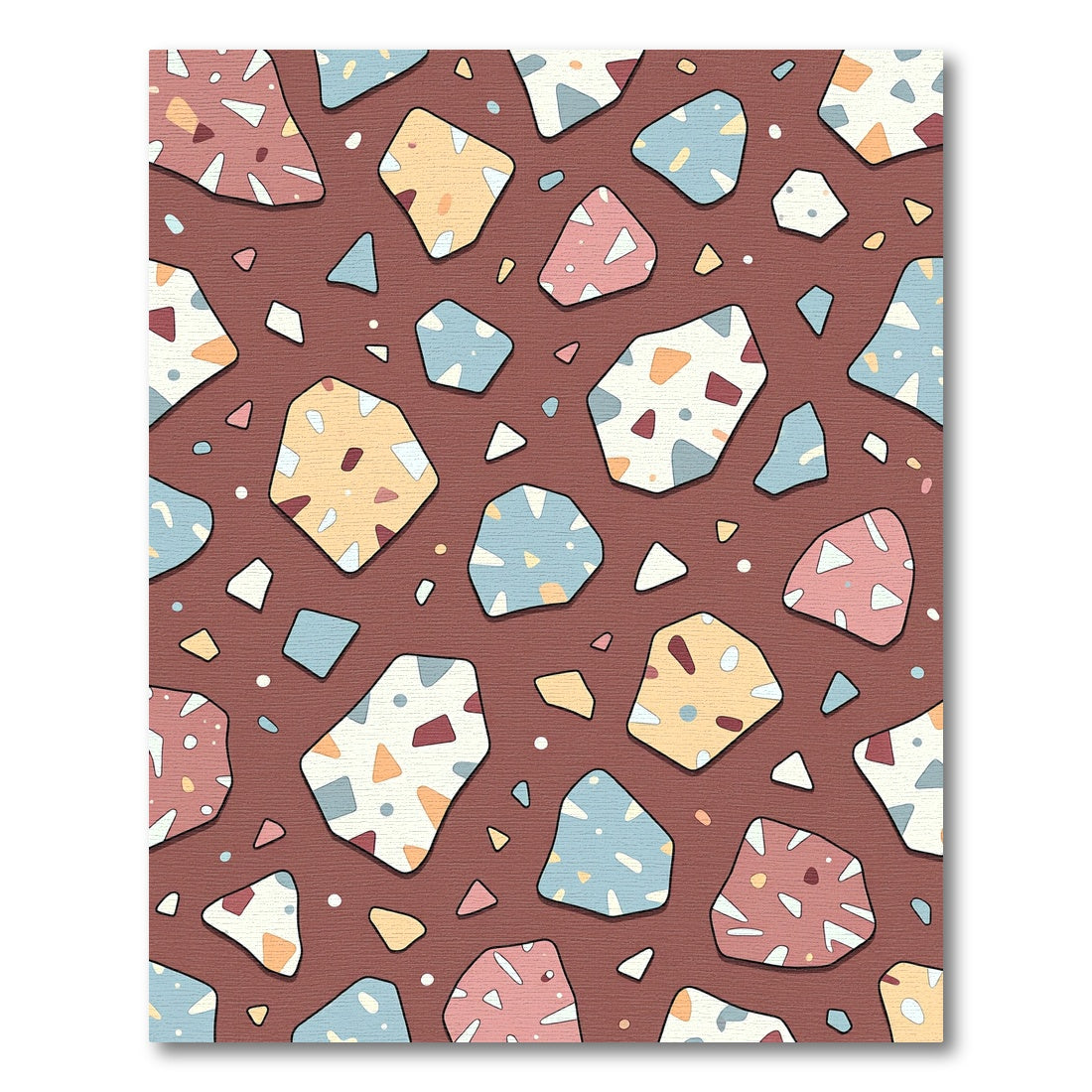 Modern Earthy Terrazzo Shape Mosaic Rug