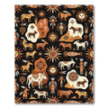 Tribal Sun Horse Figures Orange Black Rug
