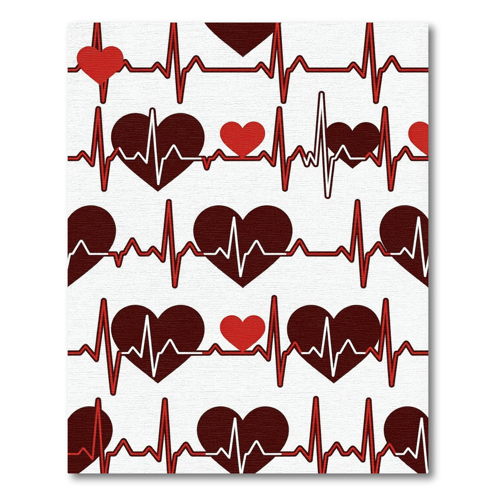 Bold Crimson Heartbeat EKG Rhythm Rug