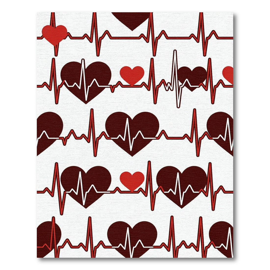 Bold Crimson Heartbeat EKG Rhythm Rug