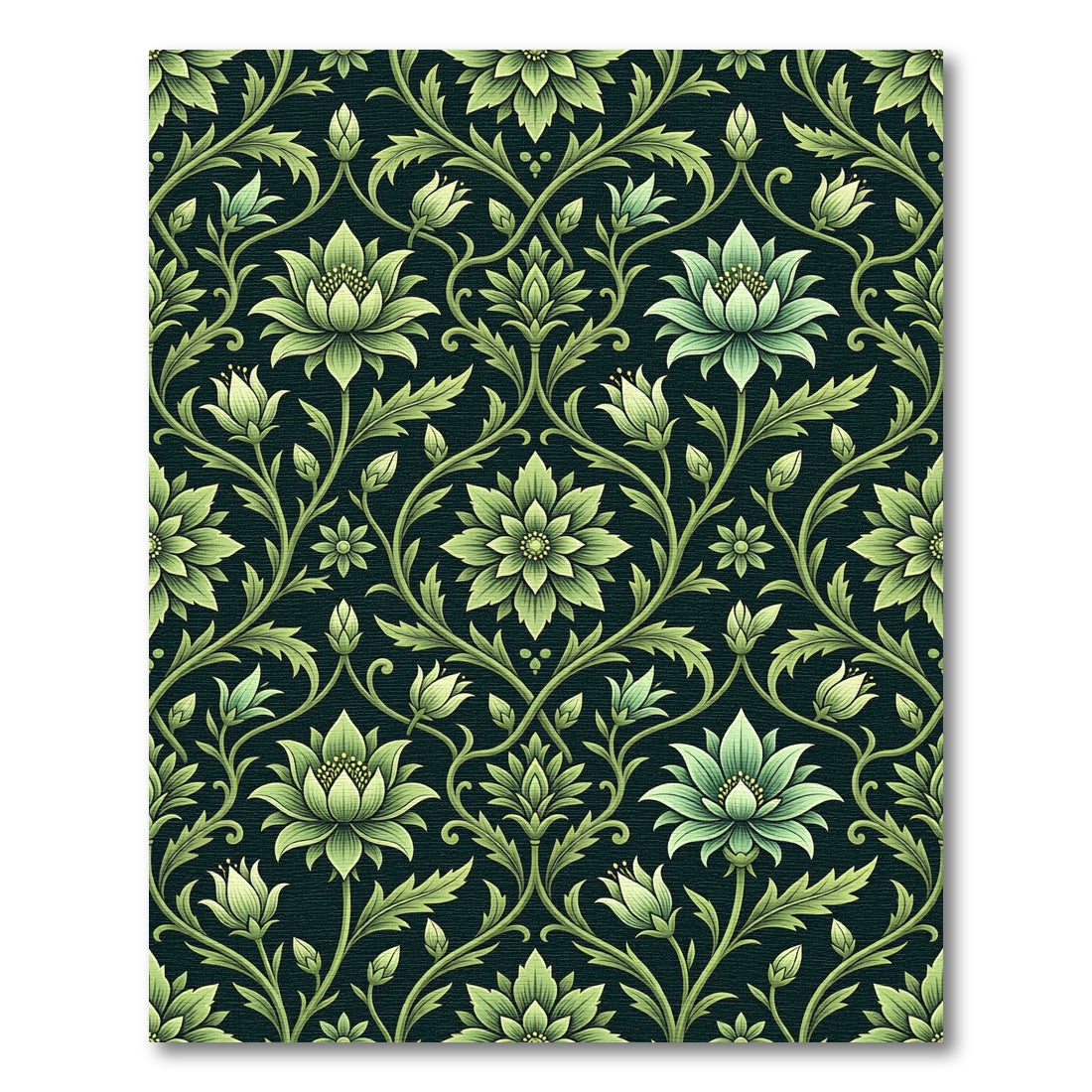 Emerald Green Floral Vine Abloom Rug