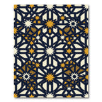 Geometric Golden Navy Star Tile Rug