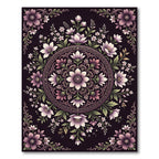 Elegant Purple Floral Medallion Composition Rug