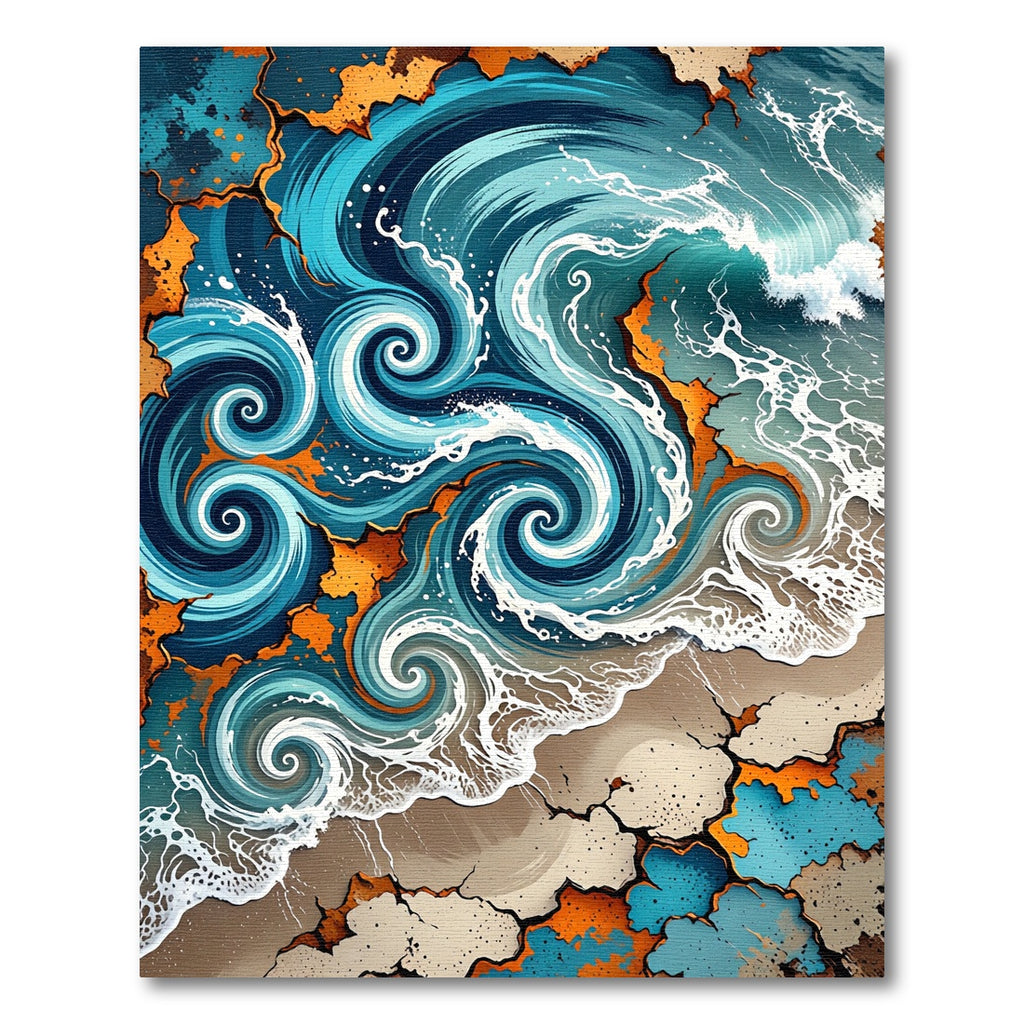 Dynamic Blue Swirl Ocean Shore Rug