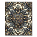 Ornate Gold and Slate Floral Medallion Rug