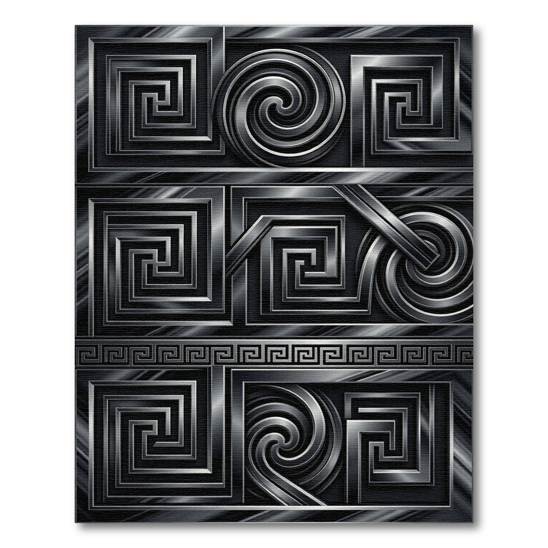 Dark Slate Geometric Spiral Maze Rug