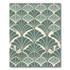 Art Deco Teal Fan Layout Rug