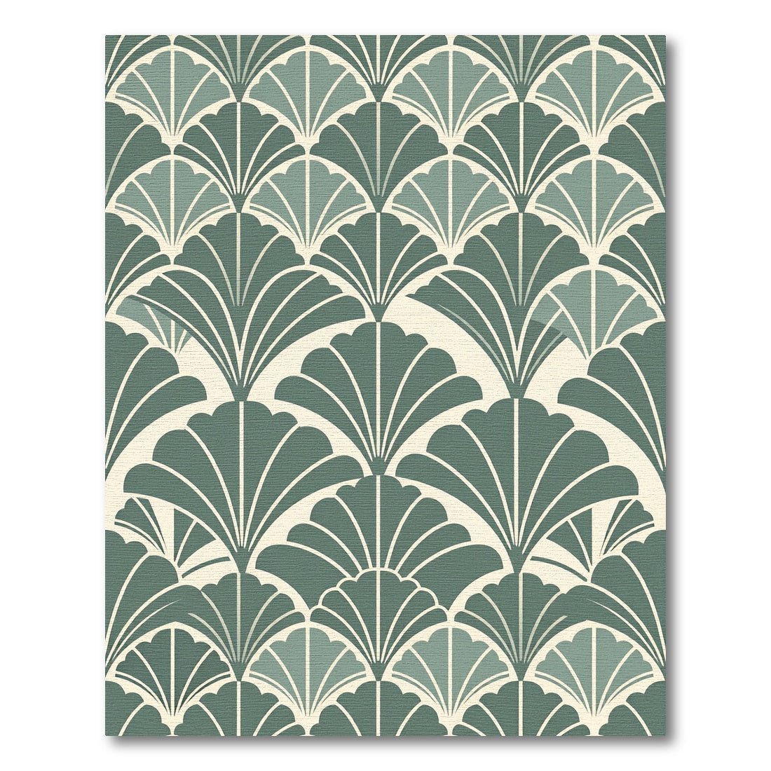 Art Deco Teal Fan Layout Rug
