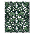 Deep Green Ornate Scrollwork Lattice Rug