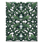 Deep Green Ornate Scrollwork Lattice Rug