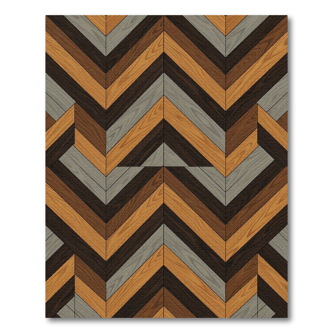Geometric Wood Grain Chevron Rug