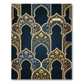 Elegant Gold Arch Royal Blue Tapestry Rug