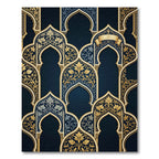 Elegant Gold Arch Royal Blue Tapestry Rug