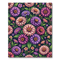 Vibrant Pink and Purple Zinnia Bouquet Rug