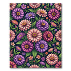Vibrant Pink and Purple Zinnia Bouquet Rug