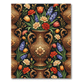Gilded Floral Vase Vintage Composition Rug